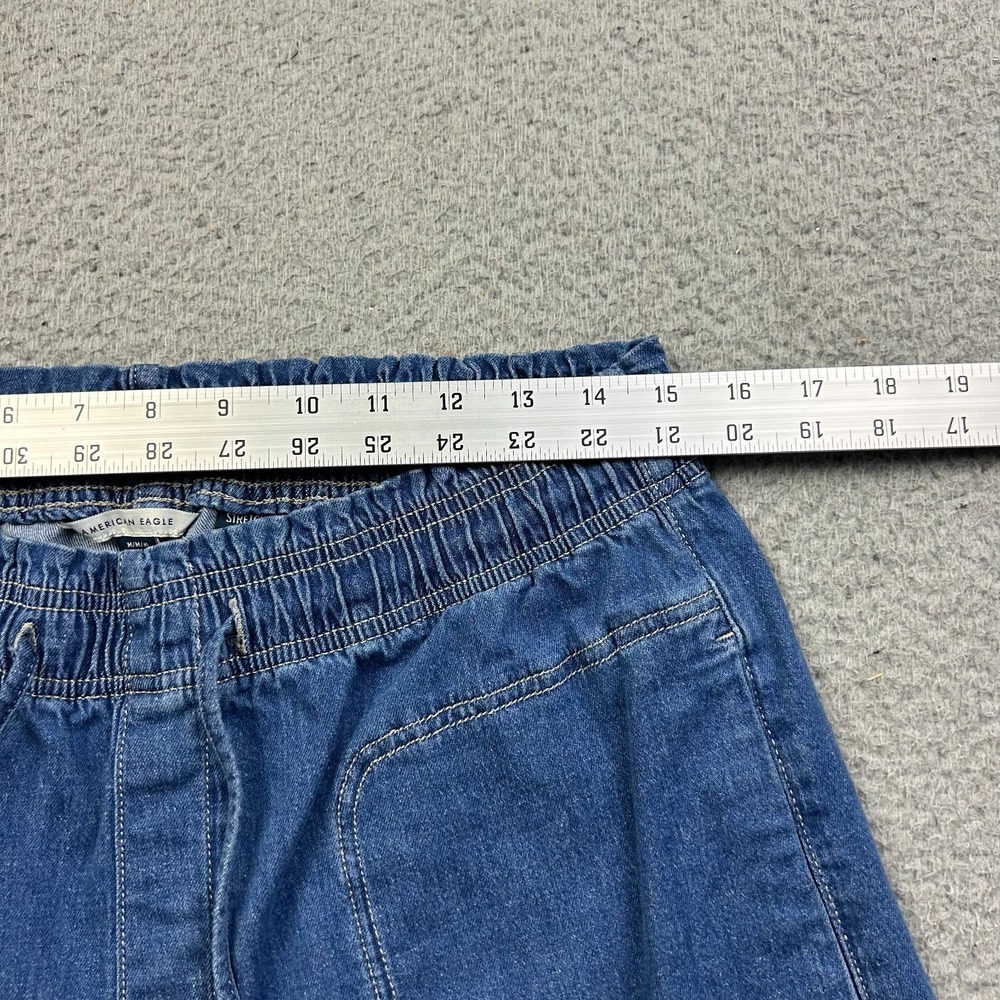 American Eagle Jeans Womens M Blue Dreamy Drape Linen Blend Wide Leg Pull On - Picture 10 of 11